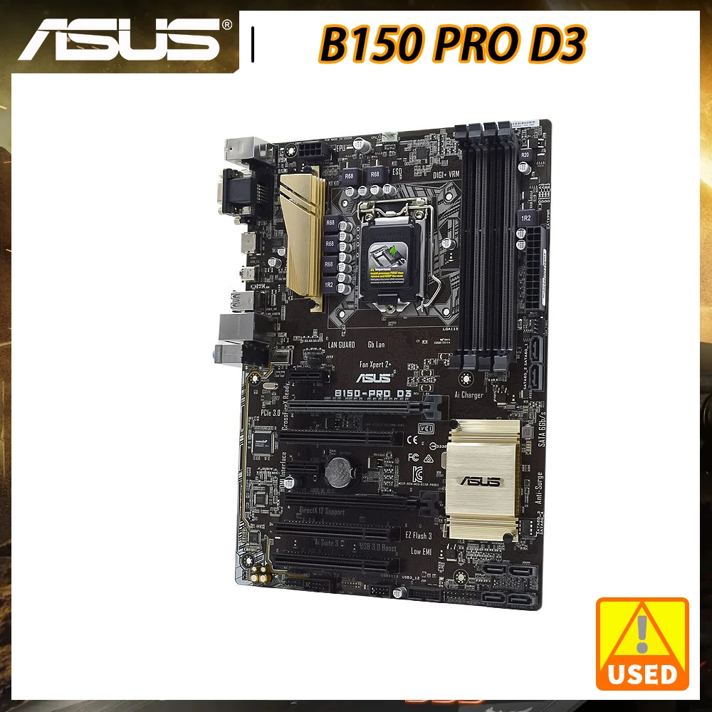 

Asus B150 PRO D3 Motherboard 1151 Motherboard DDR3 Intel B150 Support Core i3 i5 i7 Cpus LGA 1151 VGA DVI HDMI SATA3 USB3.0 ATX