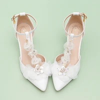 2022 new vintage womens sandals high heels thin wedding shoes white bride wedding shoes summer dancing stage fairy design