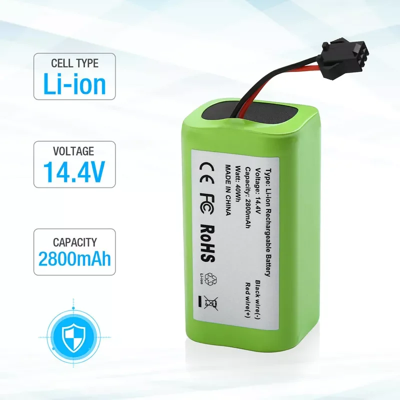 

14.4V 2600mAh 18650 Replacement Li-ion Battery for Conga Excellence 990 1090 Ecovacs Deebot N79S N79 Eufy Robovac 11S 12 15C