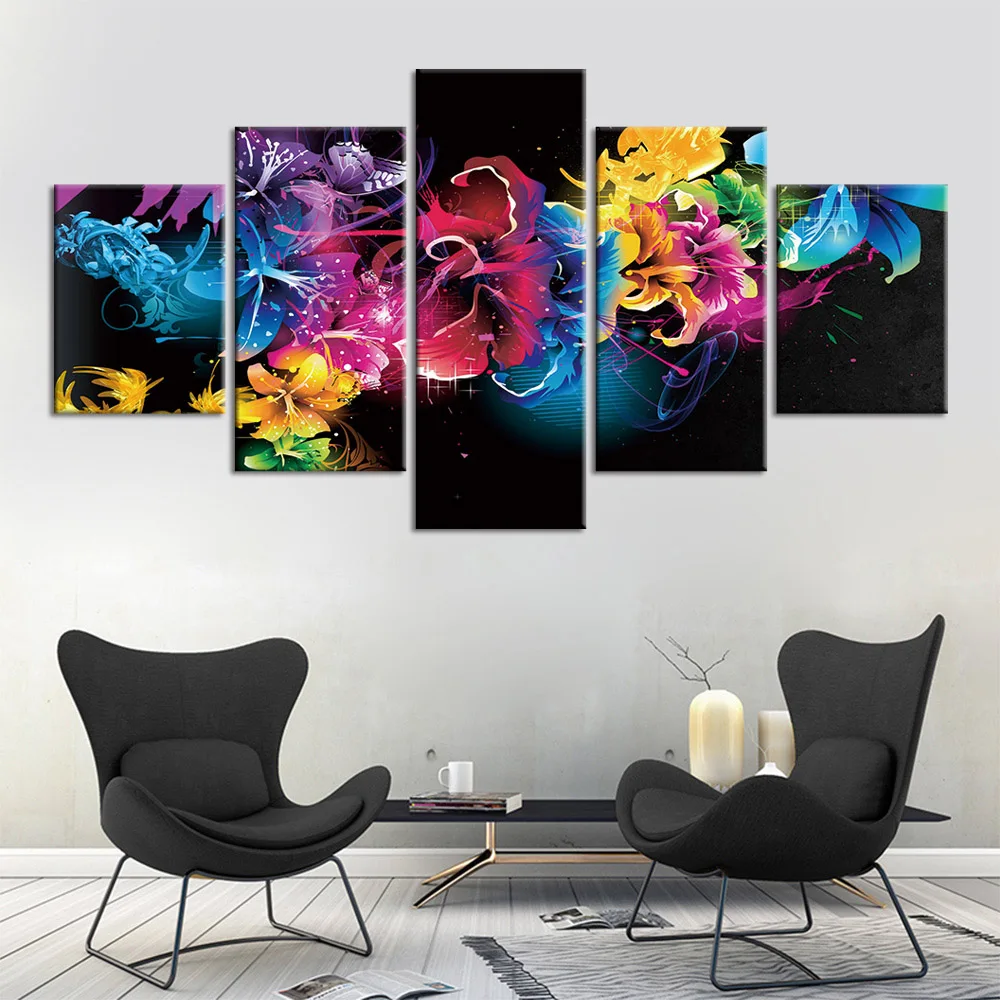 5 панелей настенная Печать на холсте Современный абстрактный декоративный узор