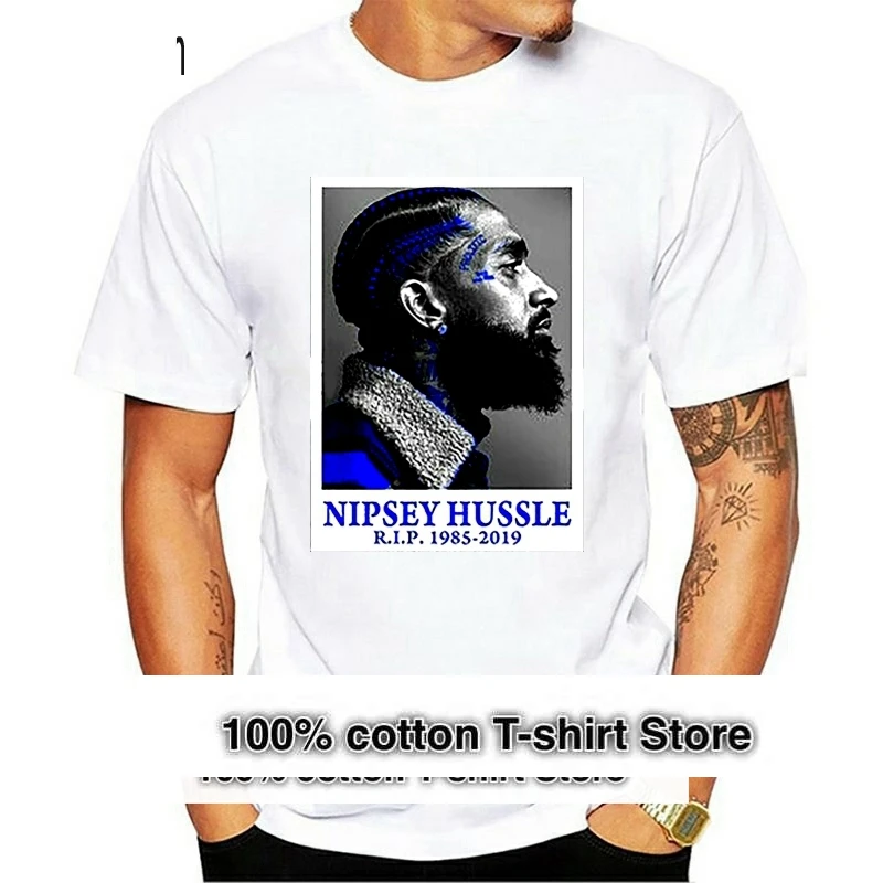 

NIPSEY HUSSLE Mens R.I.P Heavyweight T-Shirt Printed On Shaka Wear RAP S-2XL DS3 2019 Newest MenS Funny