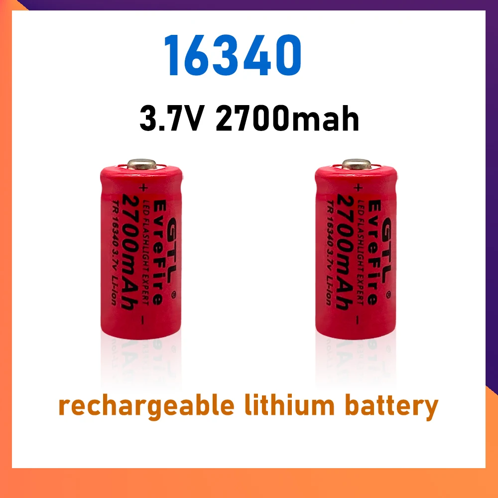 

16340 2700mah Rechargeable 3.7V Li-ion Battery CR123A Battery for LED Flashlight Travel Wall Charger Laser Pointer Game Console