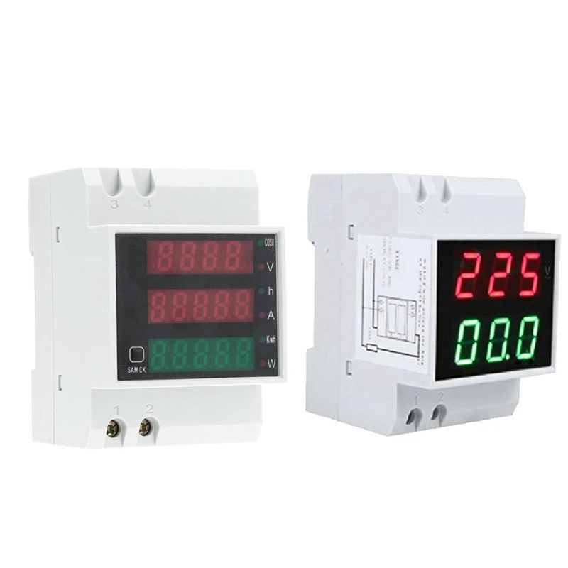 

GTBL 2 Pcs Digital Din-Rail LED Voltage Ammeter Current Meter Voltmeter AC80-300V, 0.2-99.9A & 100A