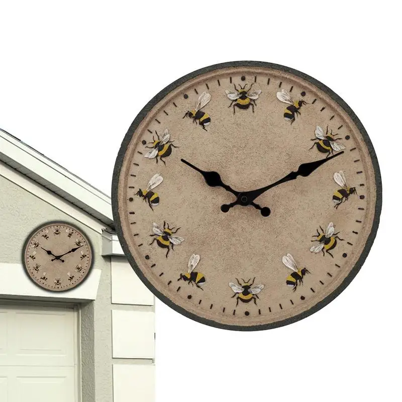

Outdoor Clocks Waterproof Retro Weatherproof Garden Clock Outside Clock Accurate Time Display Waterproof Design Bee Theme Design