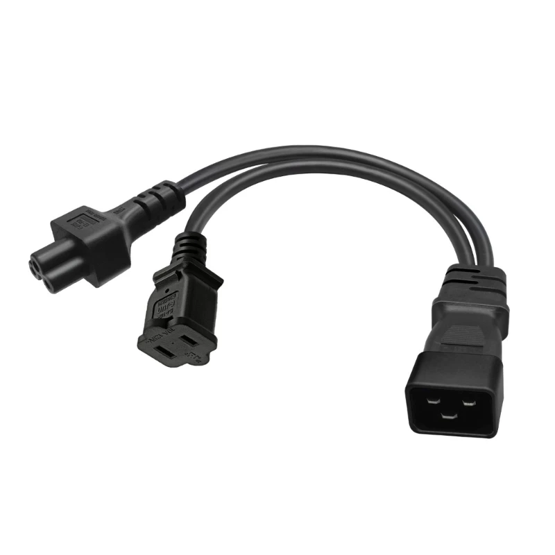 

DXAB 3-pin IEC320-C20 Male Plug to IEC320-C5+Nema 1-15R Female Adapter Cord Y-splitter Power Supply Converter Cable Line