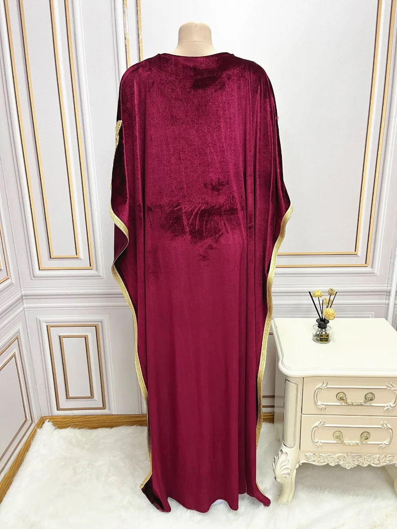 Arabic Abaya Dubai Muslim Kaftan Maxi Dress Women Luxury Velvet Caftan Marocain Evening Party Long Dresses 2023 Abayas Femme