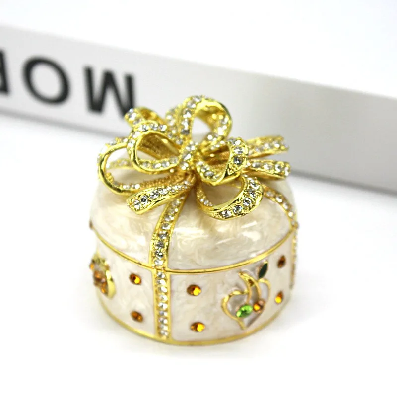 Bownot  trinket box enamel butterfly knot jewelry box personalized gift jewelry box  crystals jewel jewelry ring storage