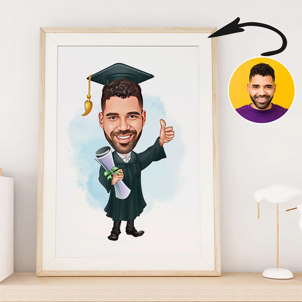 

Graduation Student School Caricature Cartoon Personal Wall Art Poster And Prints Picture Canvas Painting Decoration for Bedroom