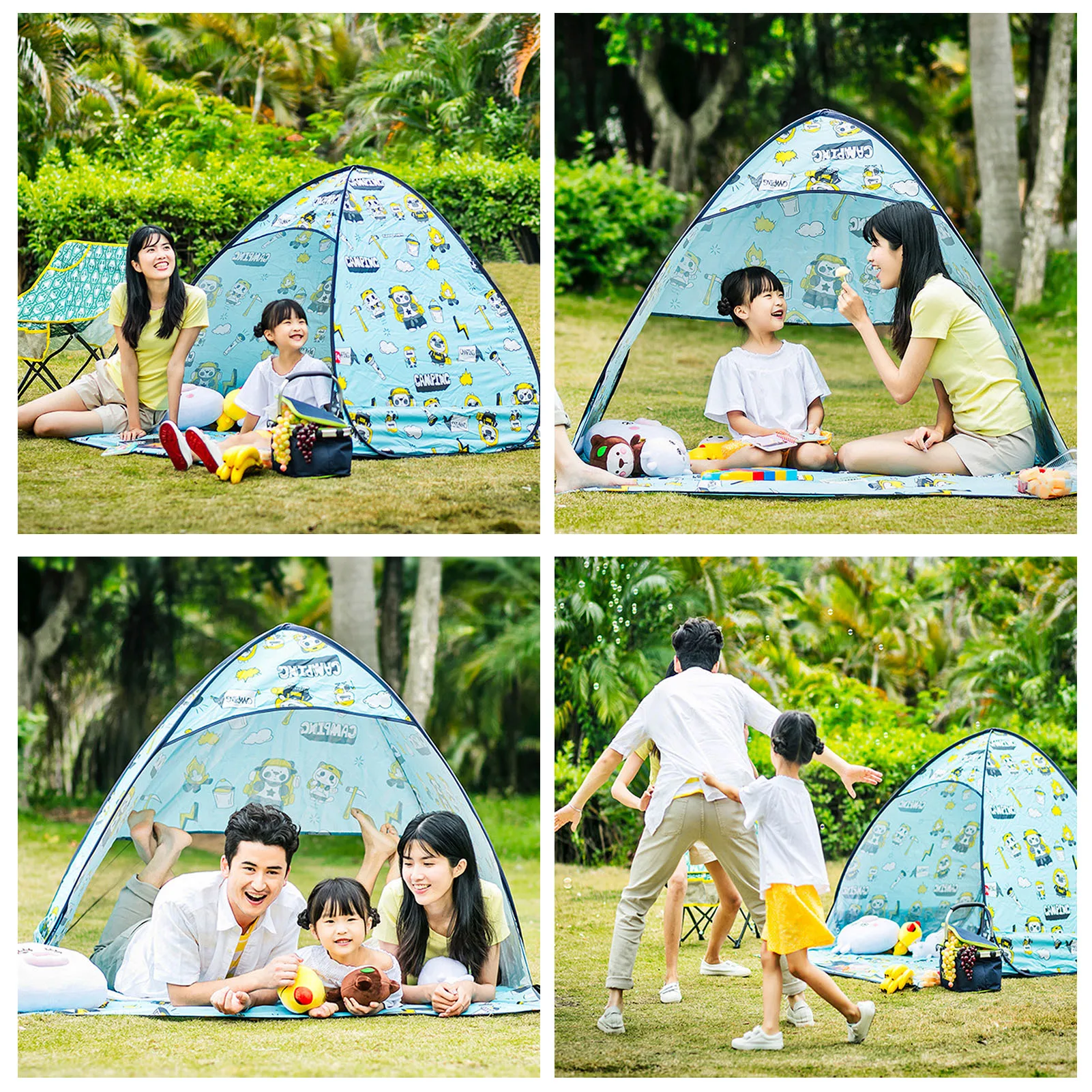 

Beach Tent Pop Up Sun Shelter Waterproof Tent Easy Setup Outdoor Travel Tent With Moisture-proof Pads