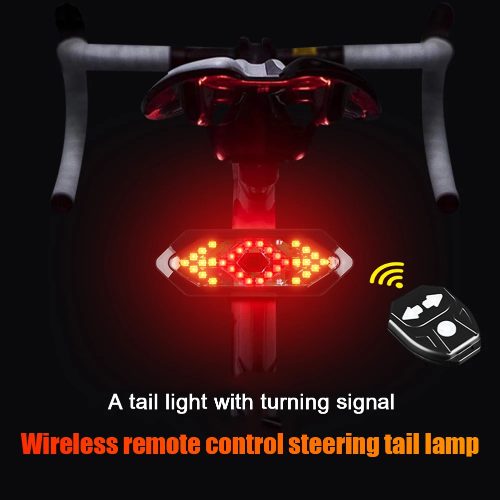 

5 Modes Smart Bike Cycling Tail Light with Turn Signal Electric Horn Remote Control USB Rechargeable Taillight Rear Safety