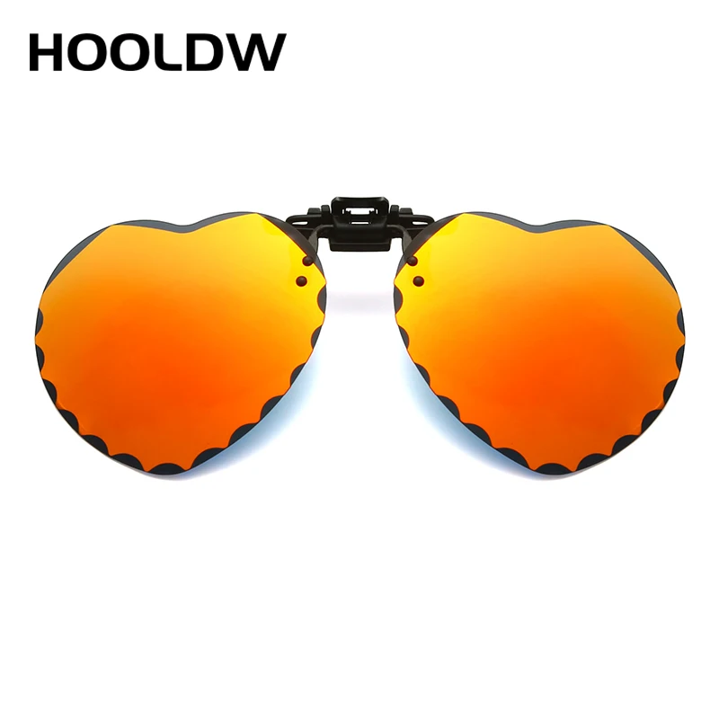 

Солнцезащитные очки унисекс, флип-ап с клипсой, поляризационные, в форме сердца, с защитой от бликов, для вождения ночью, UV400