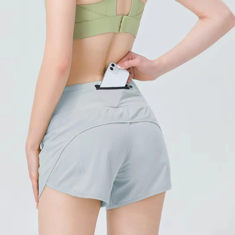 

Lulu Women Yoga Shorts Back Zipper Pockeks Sports Shorts Running Short Linner Exercise Training Workout Shorts