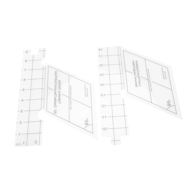 

Прозрачная 60 градусов двойная Алмазная линейка для одеял 60 градусов прямоугольная линейка для одеял