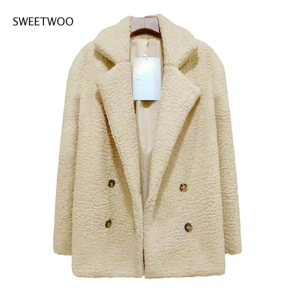 Female Warm Faux Fur Coat Women Autumn Winter Teddy Coat Casual Oversized Soft Fluffy Fleece Jackets Overcoat Dropshipping 2022