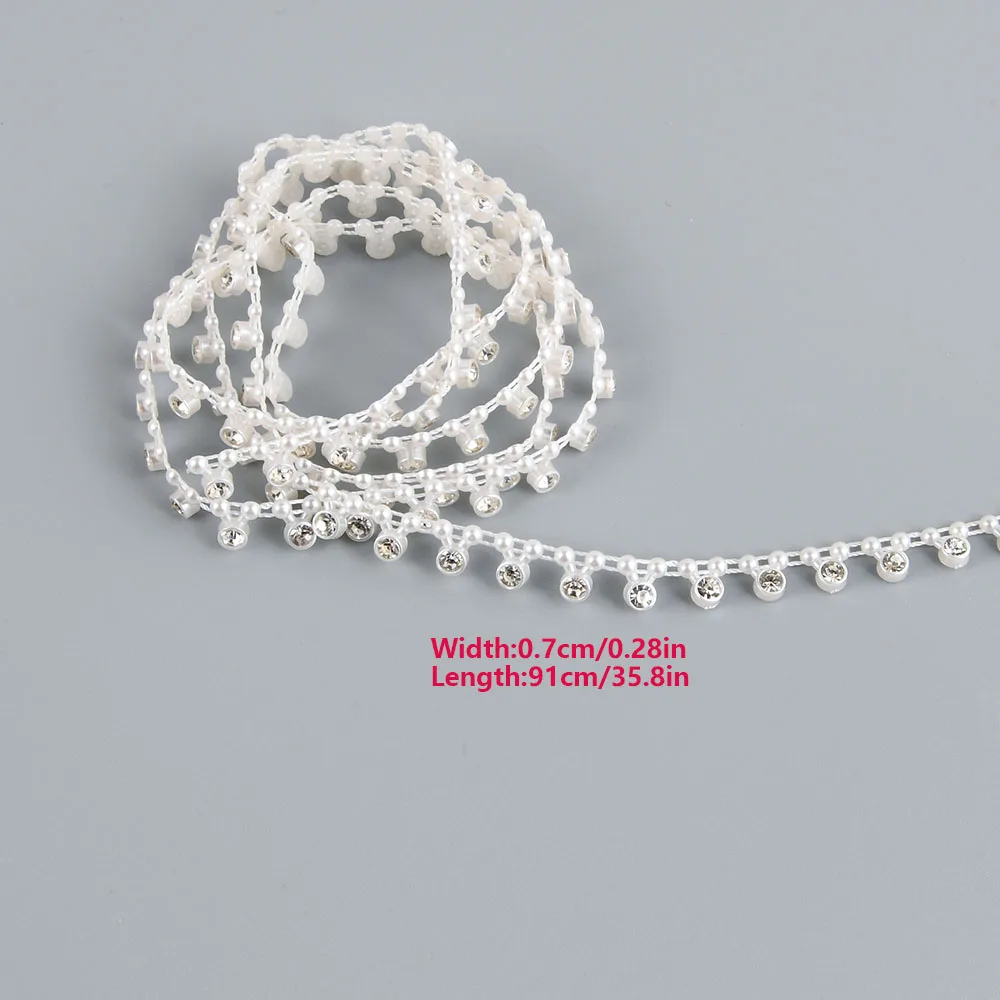 1 ярд бусин искусственный жемчуг отделка аппликация кружевная лента ремешок
