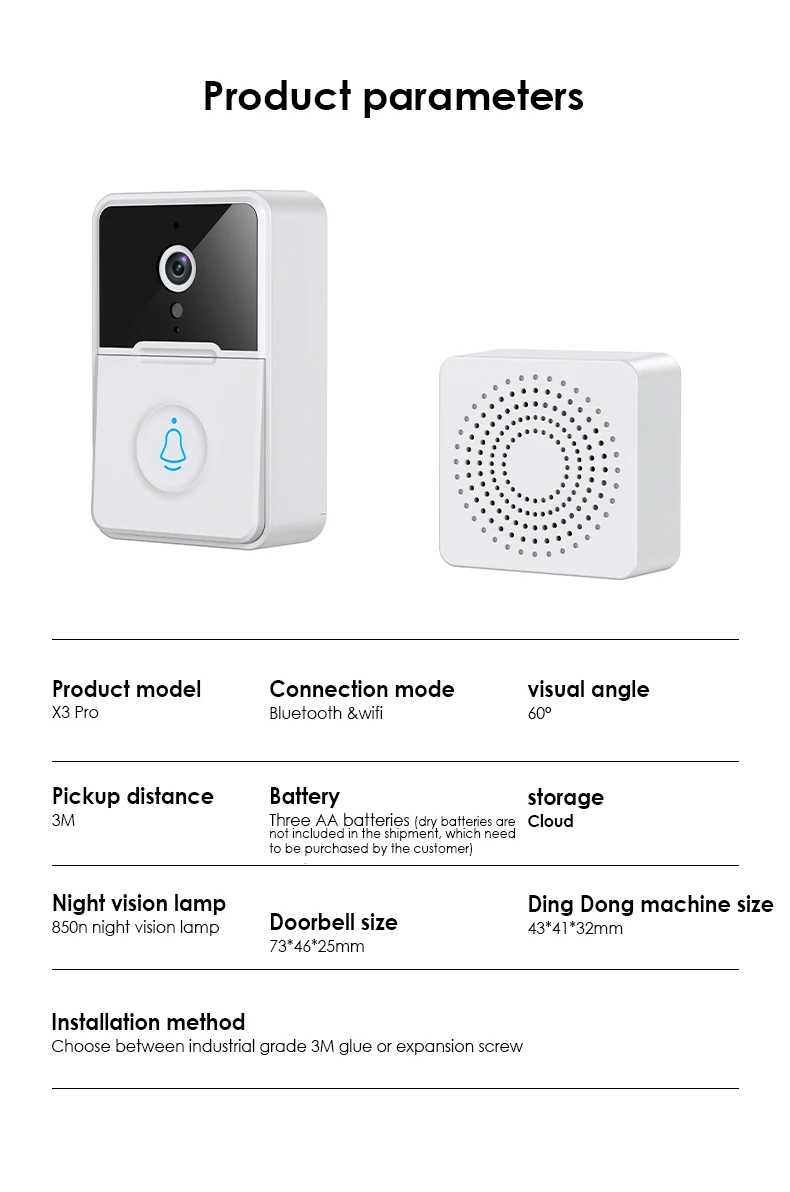 WiFi Video Camera Doorbell Low Power Alkaline Battery Visual Remote Control Wireless Variable Sound Punch Free Two-way Intercom images - 6