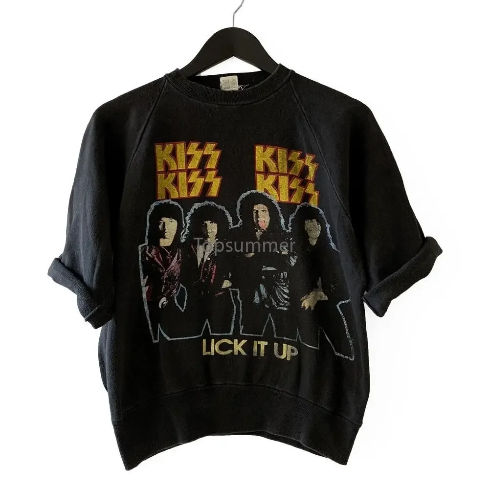 Свитер Kiss 1983 Lick It Up британский тур размер среднего размера редкий Gene Simmons Paul Stanley
