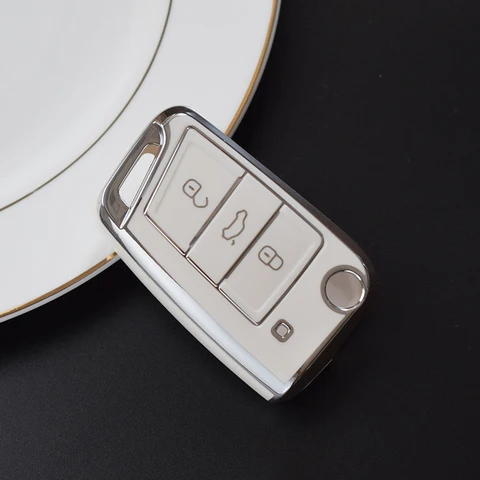Для VW Polo Skoda Octavia A7 Kodiaq Seat Ateca Leon Golf 7 MK7 VII Tiguan Мягкий чехол из ТПУ для автомобильного ключа, чехол-брелок, защитный держатель