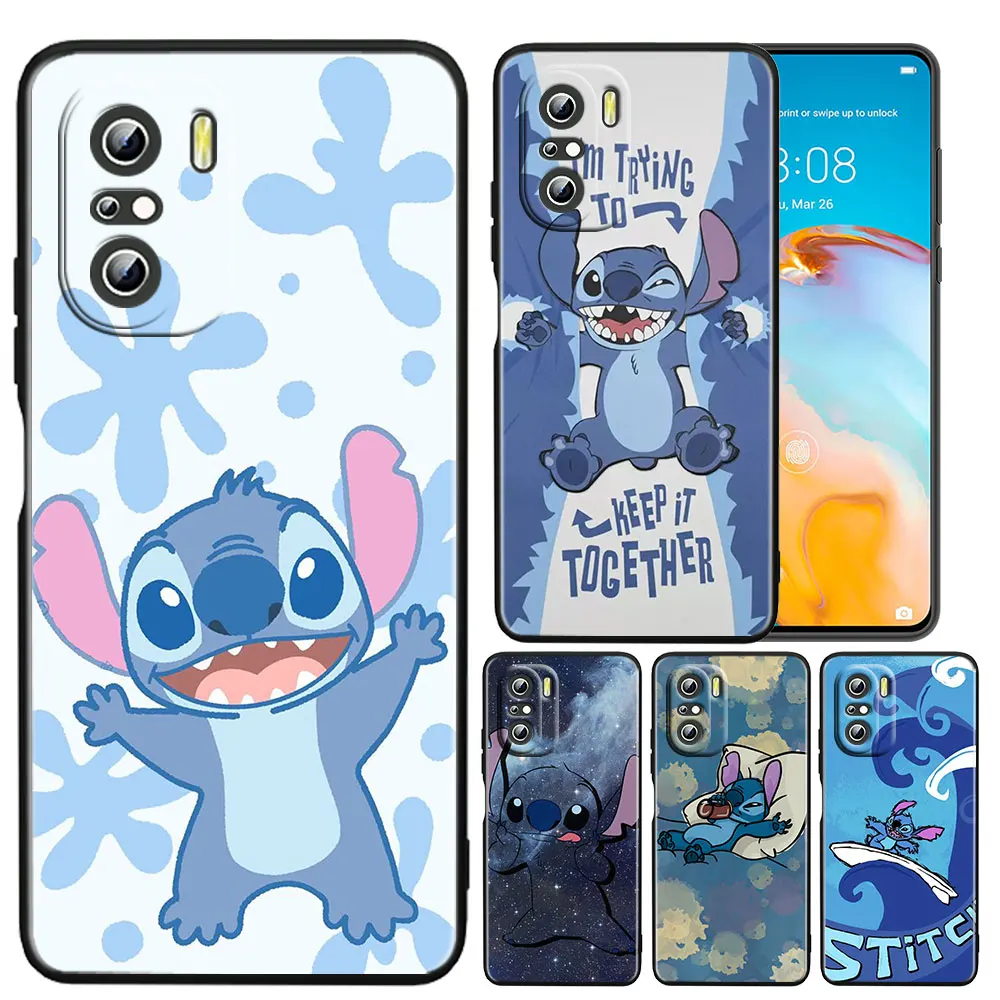 

Stitch Cute Cartoon Case For Xiaomi Redmi K50 K40 Gaming K30 K20 Pro 5G 10X 9T 9A 9C TPU Soft Black Phone Cover Capa Coque Shell