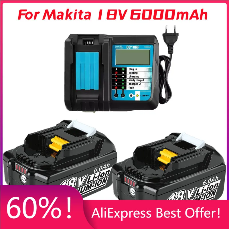 

6000mAh BL1860 Replacement Battery for 18V Makita Battery, Lithium-ion Battery for Makita 18v battery BL1840 Bl1830 Bl1850