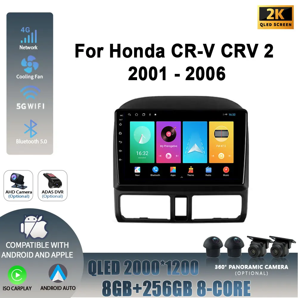 Android 14 для Honda CR-V CRV 2 2001-2006 головное устройство беспроводной Carplay экран 4G