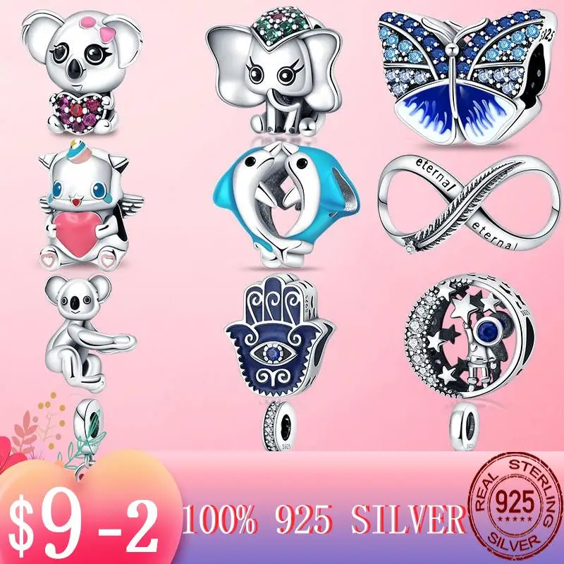 

Лидер продаж 2022, новая коллекция животных, очаровательные бусины-шармы для путешествий вручную в виде Луны и хамсы, подходят для браслета из...