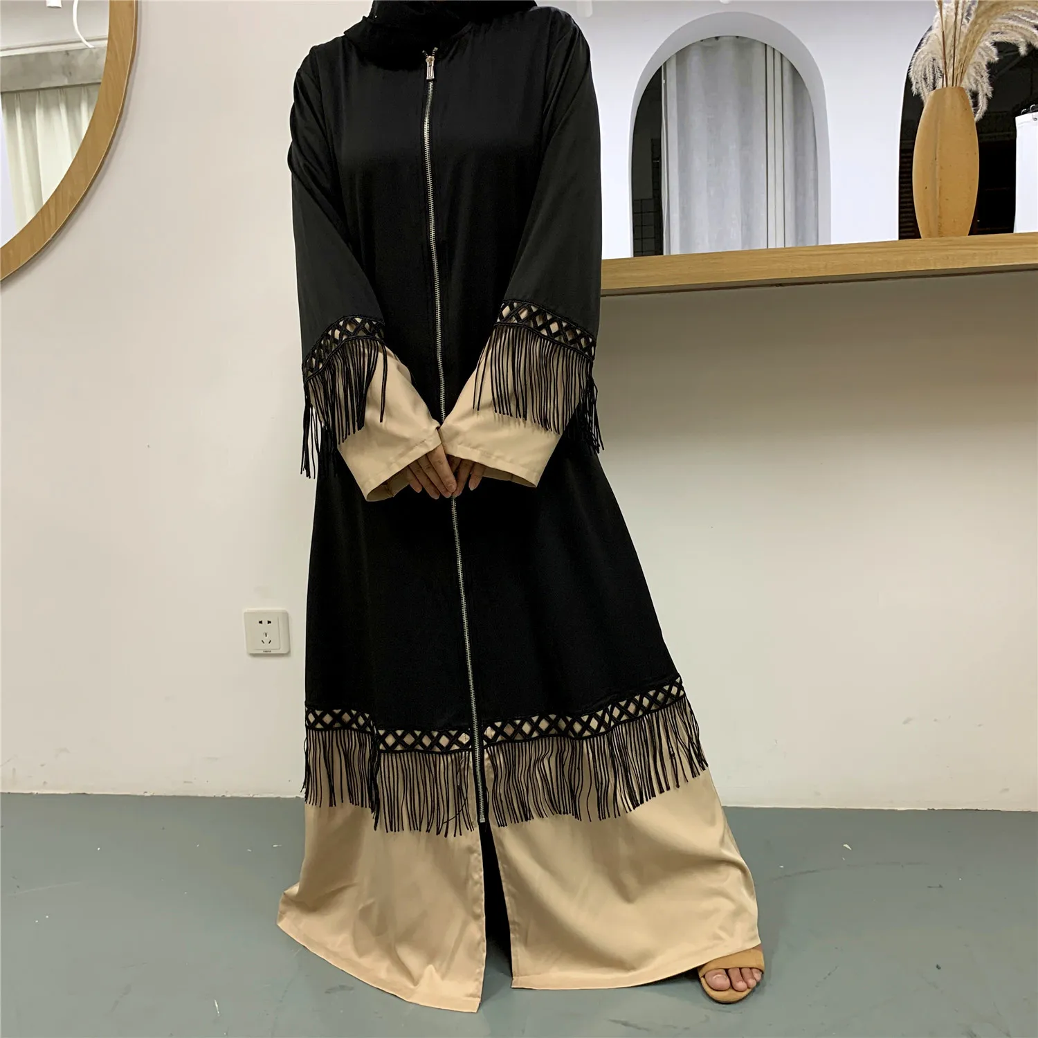 

Ramadan Shimmering Open Abaya Kimono for Women Summer Organza Puff Sleeve Muslim Hijab Robe Islam Dubai Modest Kaftan Outfit