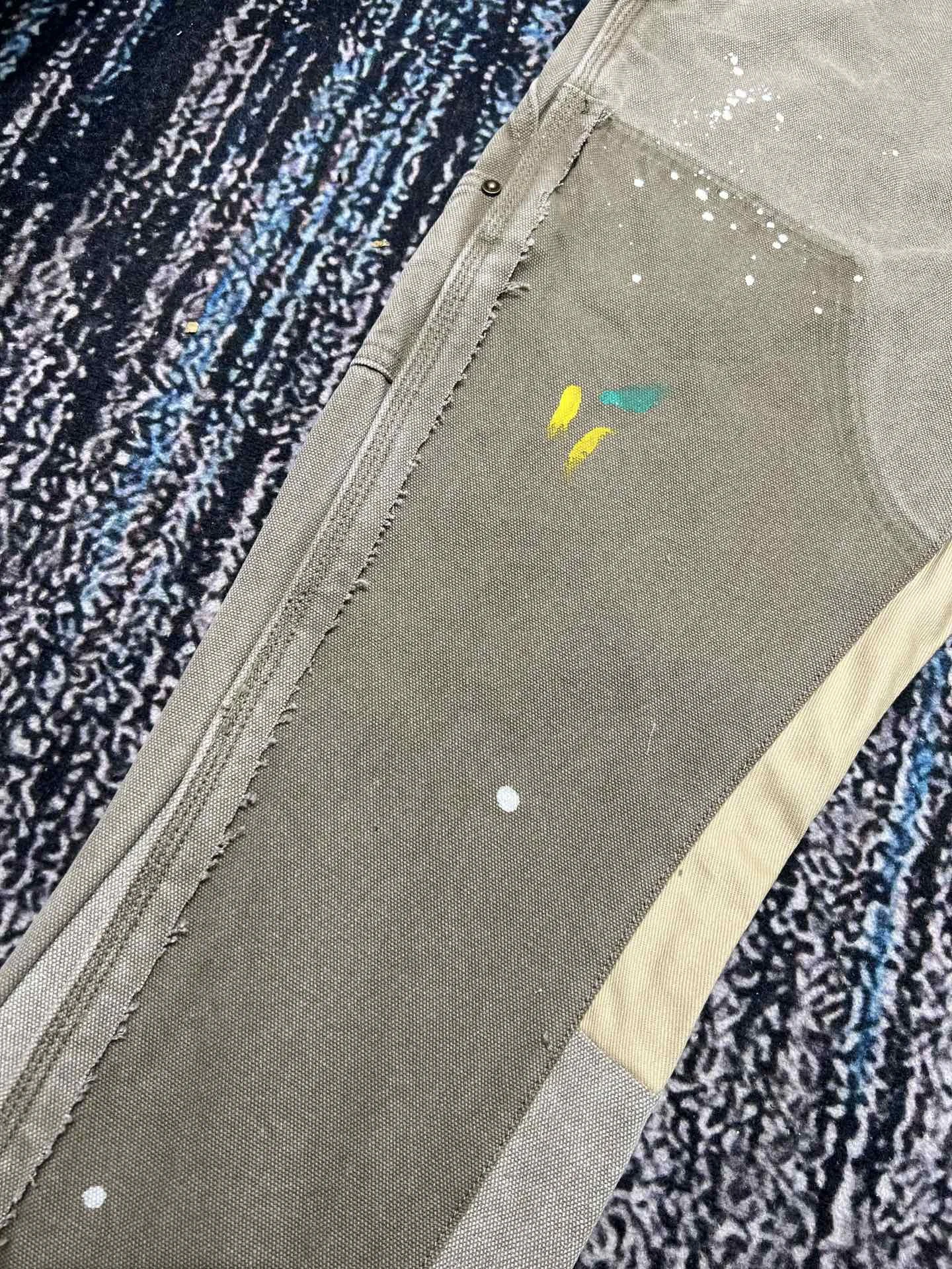 Overalls Pants Ga Spring Summer Men's Splash Ink Graffiti Horn Retro Deconstructed Stitching