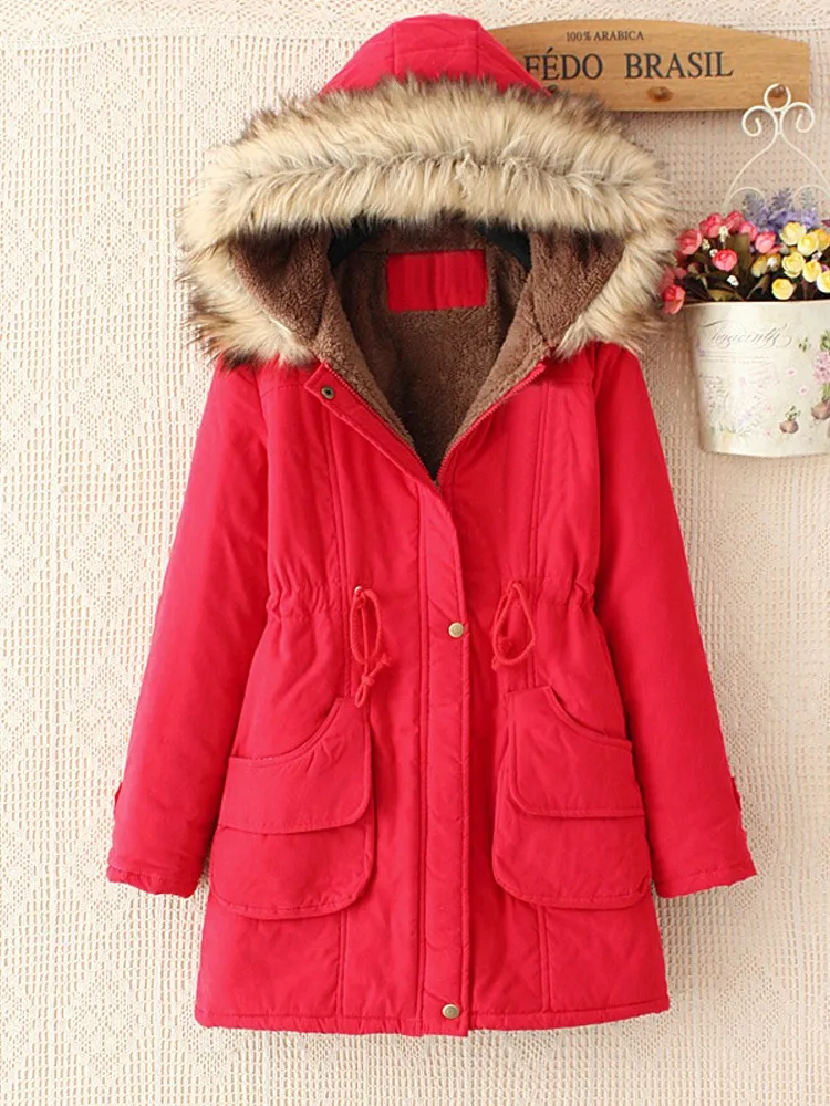 

Зимняя женская куртка, новая плотная теплая парка с капюшоном, Женское пальто с хлопковой подкладкой 3XL, повседневное облегающее Женское пальто черного и розового цвета на весну и осень