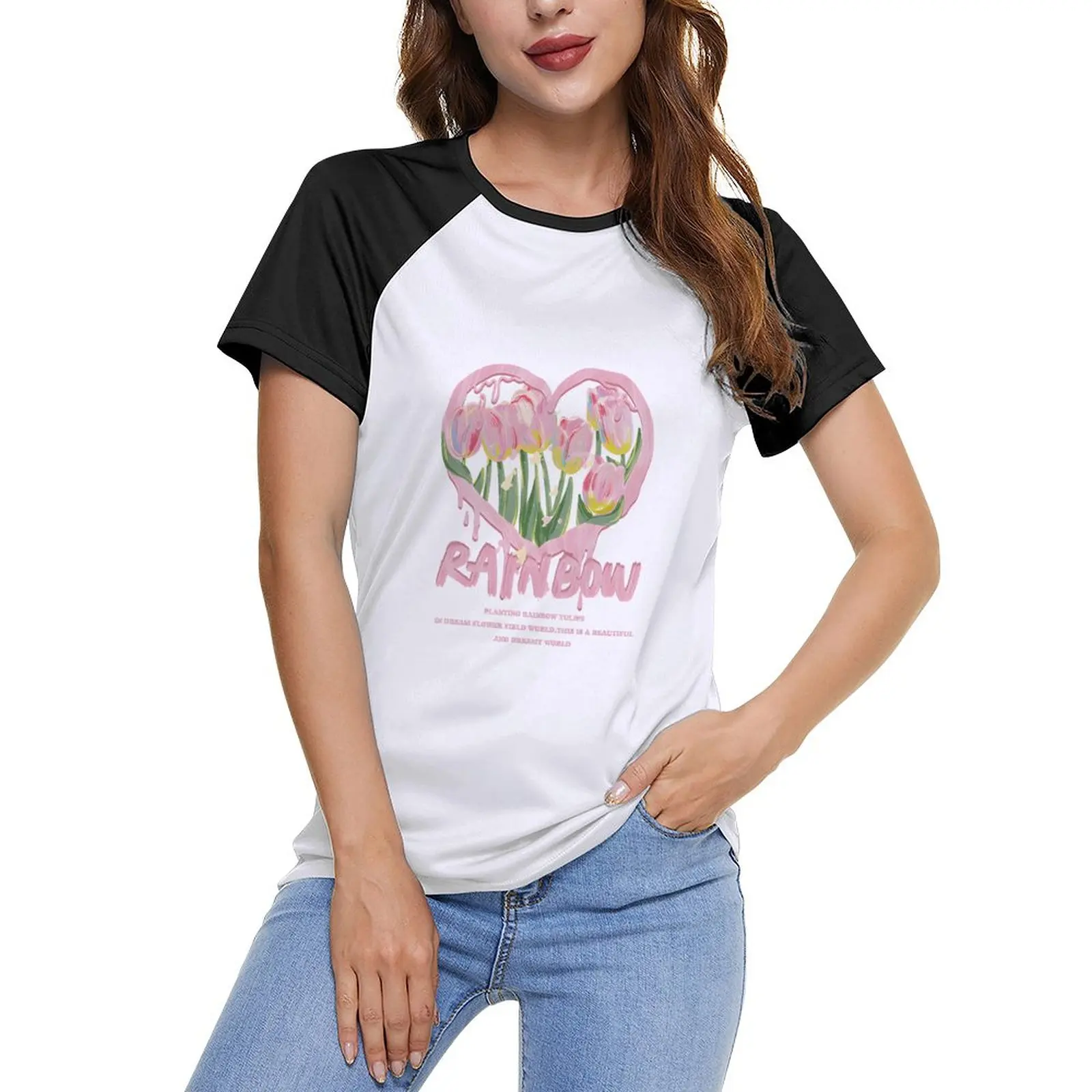 

Multicolor Cotton Cartoon Printing Spring/Summer Women's Top Short Sleeve T-shirt Fashion Casual Customizable Plus Size Top