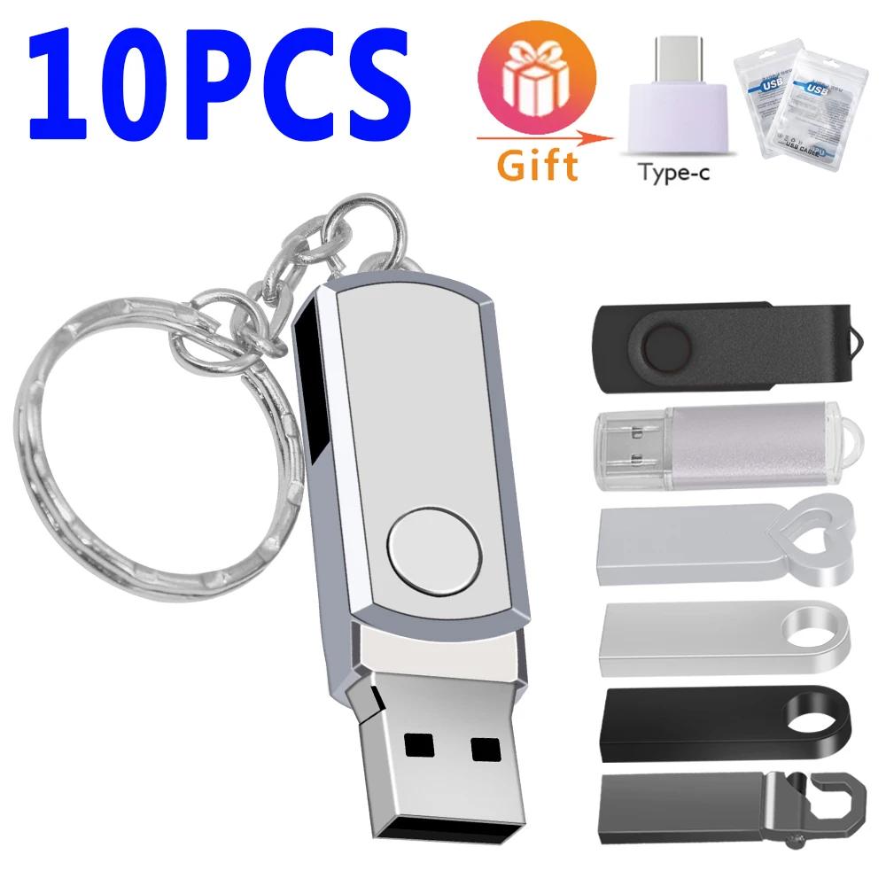 

10pcs/lot USB Flash Drive2.0 64GB Metal Pen Drive 32GB 16GB 8GB 4GB Pendrive USB Memory Stick Cle USB Free Logo gifts USB Disk