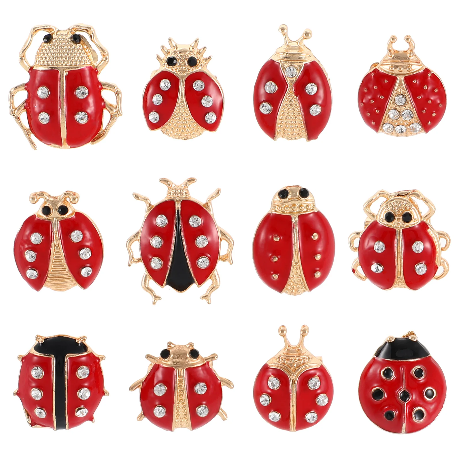 

12Pcs Brooch Delicate Insect Ladybug Clothes Breastpin for Female Lady Woman Girl