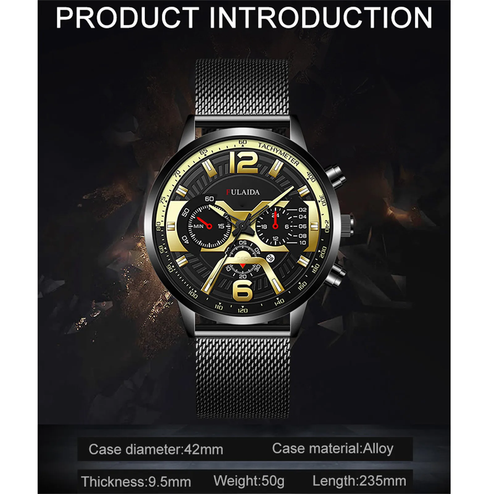 

2022 Men's Wristwatch Fashion Business Calendar Watches Luxury Stainless Steel Mesh Belt Analog Quartz Watch relogio masculino