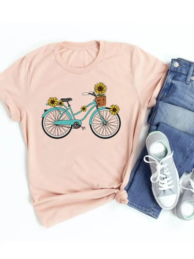 

Футболка женская летняя с графическим принтом, Модный повседневный топ с коротким рукавом, милый тренд в стиле 90-х с цветами