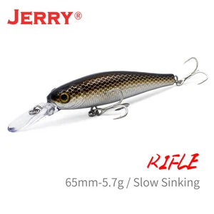Jerry Rifle Медленно тонущий гольян жесткая приманка для спиннинговой ловли джеркбейт окуней форель 65mm 2.55in 4.8g