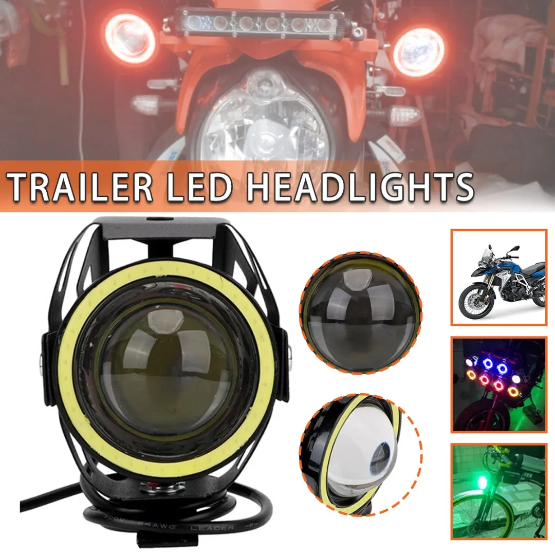

1pc U7 Angel Eyes Light 125W Motorcycle Headlight LED Fog Flash Spotlight High Brightness Motorbike Headlamp