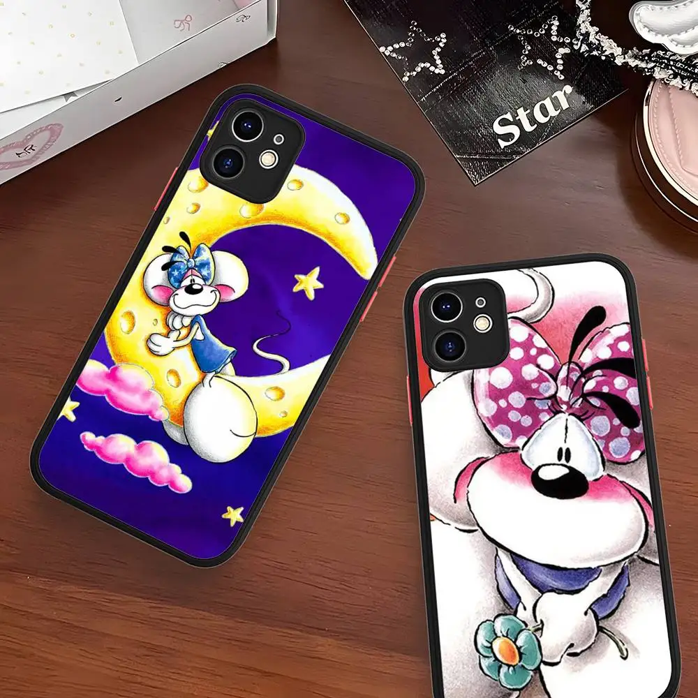 Фото Прозрачный матовый противоударный чехол с аниме-дизайном Diddl Cut для iPhone 16, 15, 14 Plus, 13, 12, 11 Pro Max, X, XS MAX №5