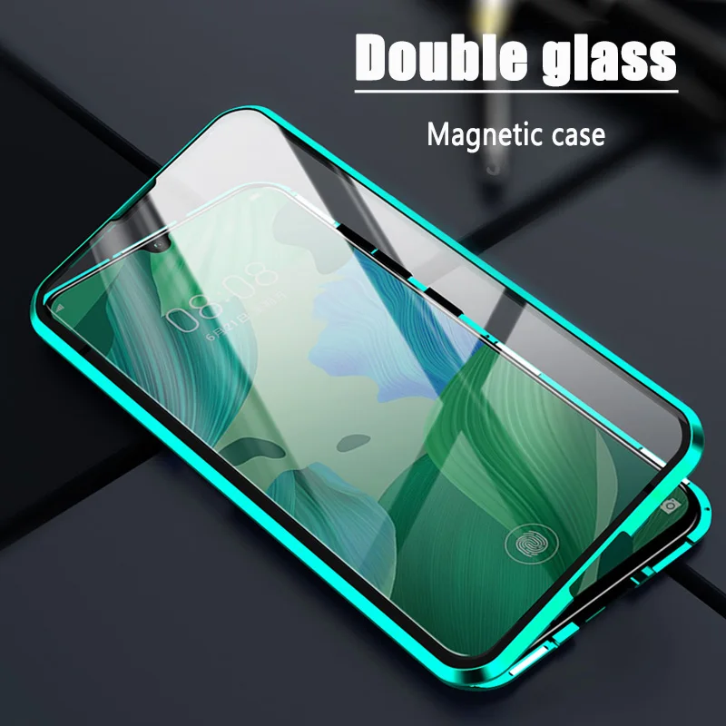 

Magnetic Metal Adsorption Type Case For Huawei P30 P20 P40 Honor 9X 8X 20 30 10 X10 Mate 20 Pro Lite Double-sided HD Glass Cover