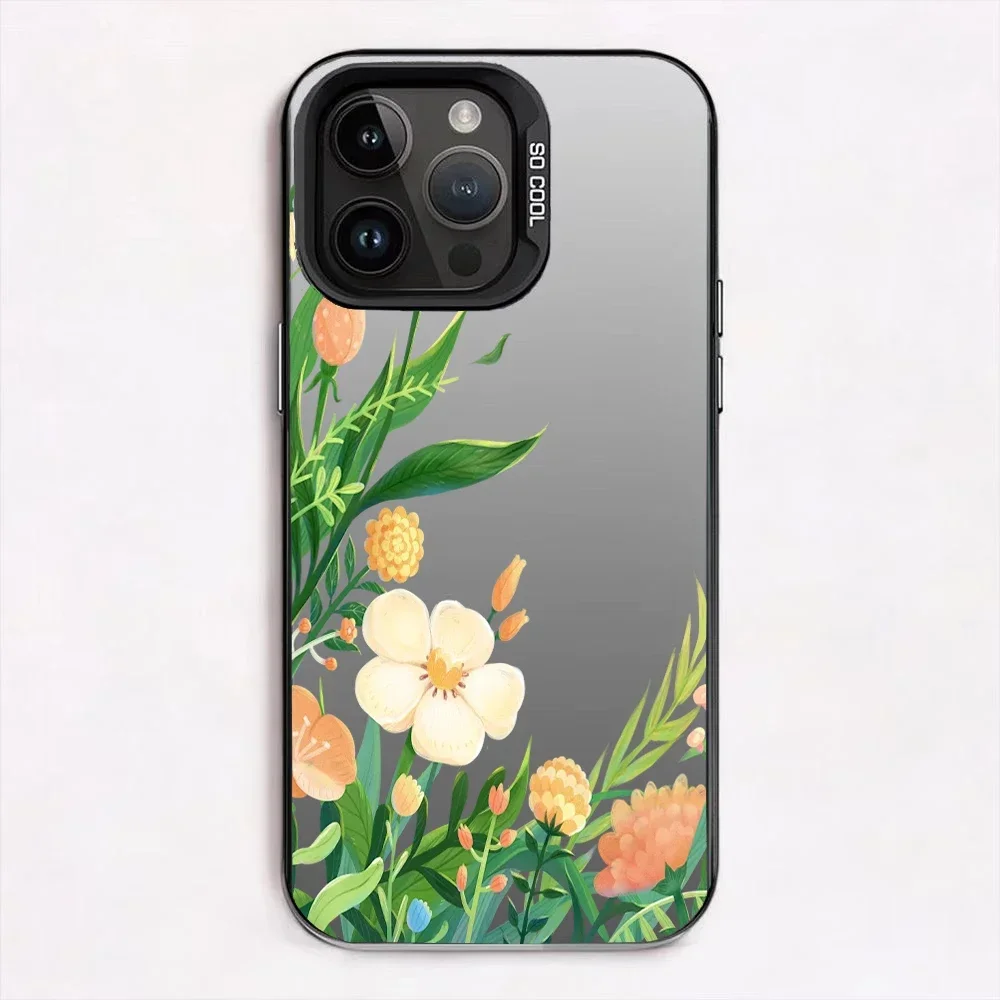 Чехол Bud для iphone 7 8 Plus SE2 11 12 13 14 15 Pro Max Нежный чехол с растением X XS XR Жесткий сзади