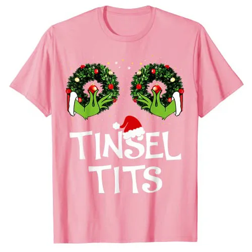 Jingle Balls Tinsel Tits Funny Matching Couple Chestnuts T-Shirt Christmas Pajamas Women Men Xmas Gift Y2k Top BF GF Graphic Tee images - 6