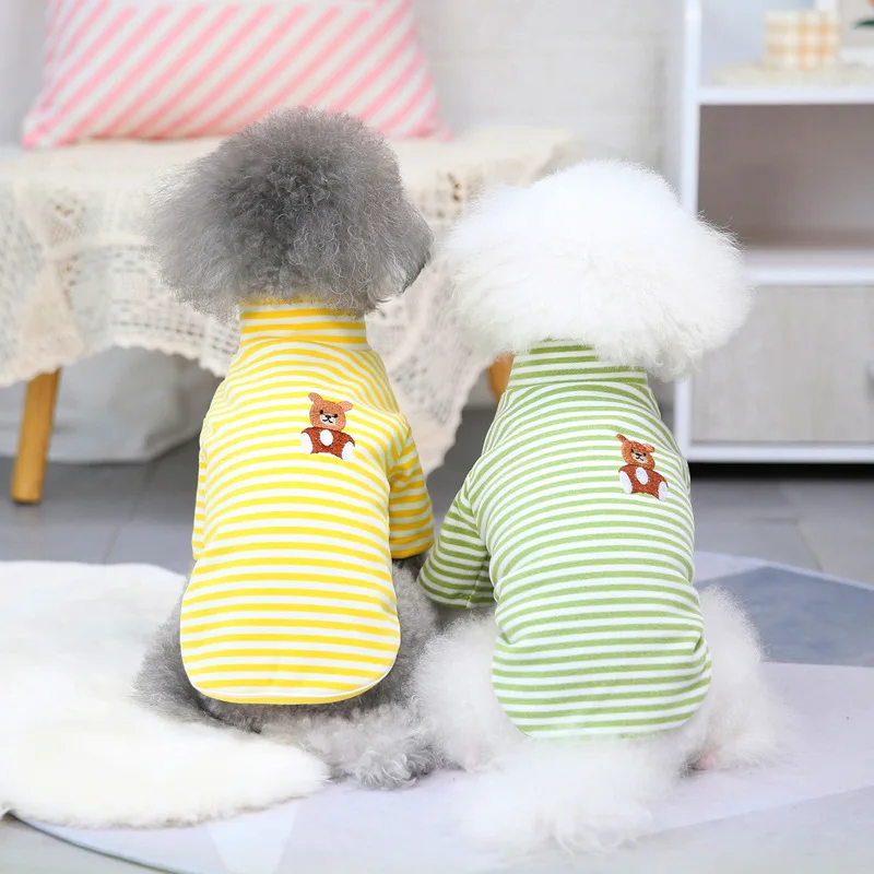 Pet Dog Clothes Comfortable Puppy Vest T-shirt Shirt Winter Pets Clothes Bottoming Shirt for Small Dogs Chihuahua Stripe Shirt