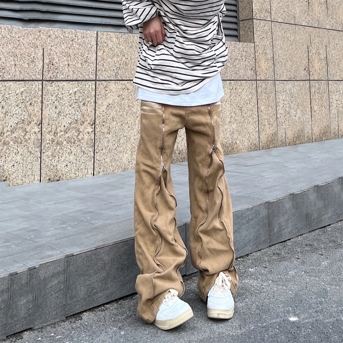 

Men's Jeans Retro Zipper Design Multi-pocket Straight Loose Y2k Pants Loose Jeans Jeans Men Luxury Korea Fashion Street Clothes