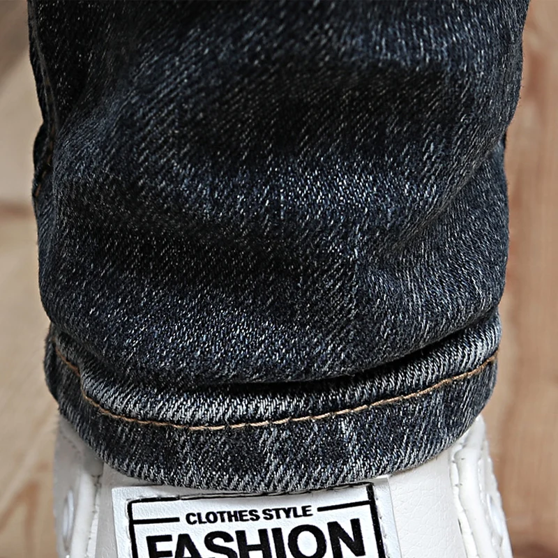 Fashion Designer Men Jeans Vintage Blue Stretch Elastic Slim Fit Ripped Jeans Men Hole Trousers Casual Retro Denim Pants Hombre