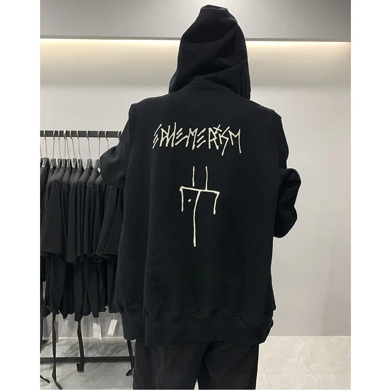 

23ss Rick Y2k Hoodies for Men Graphic Sweatshirt High Quality Women Clothing Ro Owens New Black Hoodie Streetwear