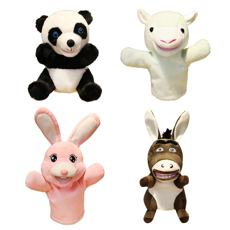 

Cute Animal Hand Puppets with Working Mouth Soft Stuffed for Doll Rabbit/Alpaca/Donkey/Panda Plush Toy Party Supplies