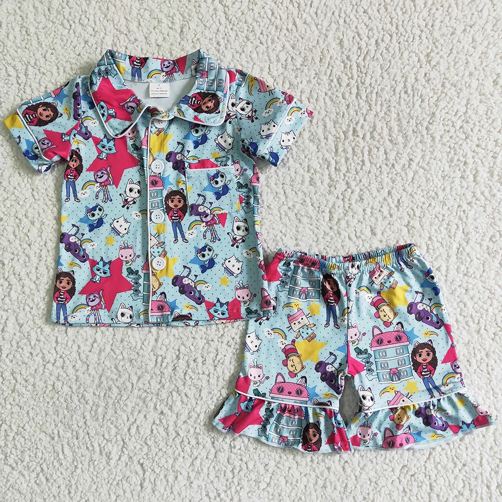 

Fashion Baby Girls Designer Clothes Sleepwear Cartoon Print Cute Toddler Girls Pajamas Set Boutique Kids Clothes Girls Pajamas