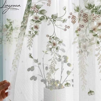 korean embroidered tulle curtains for living room floral sheer voile curtain for bedroom kitchen window treatment blinds customs