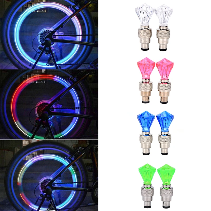 

2x LED Motorcycle Cycling Bike Bicycle Wheel Tire Valve Flashing Light Car Lamp
