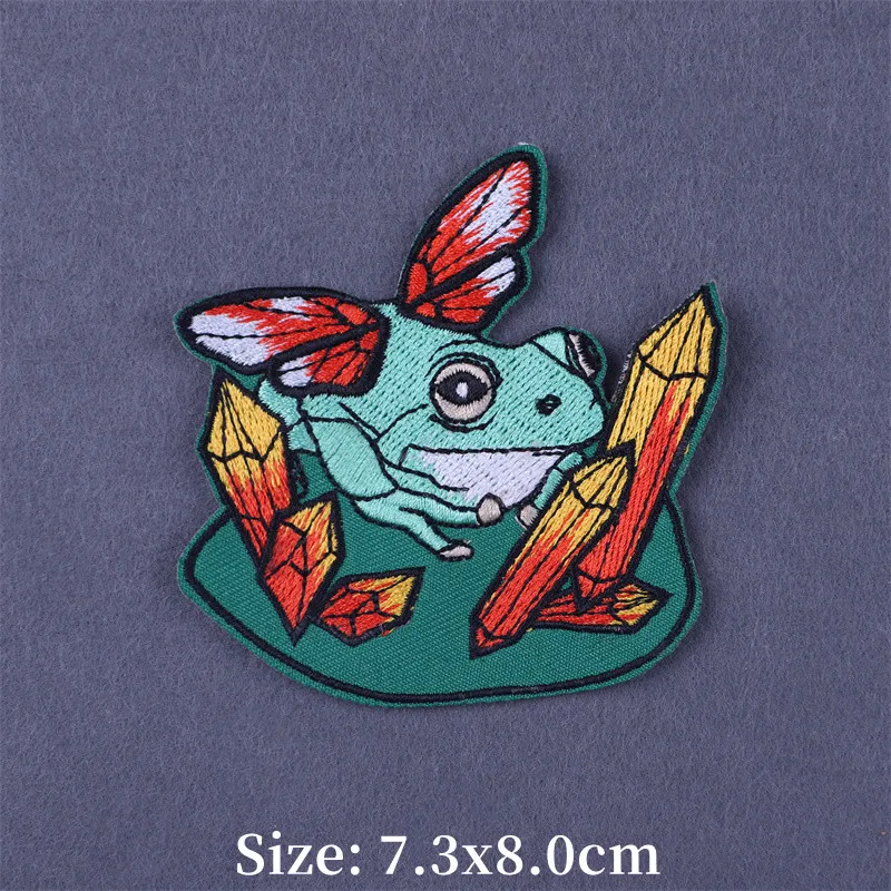 Термоклейкие нашивки с рисунком животных лягушек на одежду