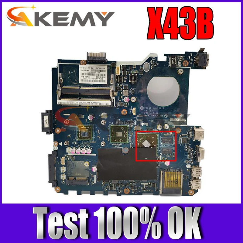 

LA-7321P Motherboard for ASUS K43B K43BR K43BY X43B Laptop Mainboard Rev 1A 100% tested Works Well